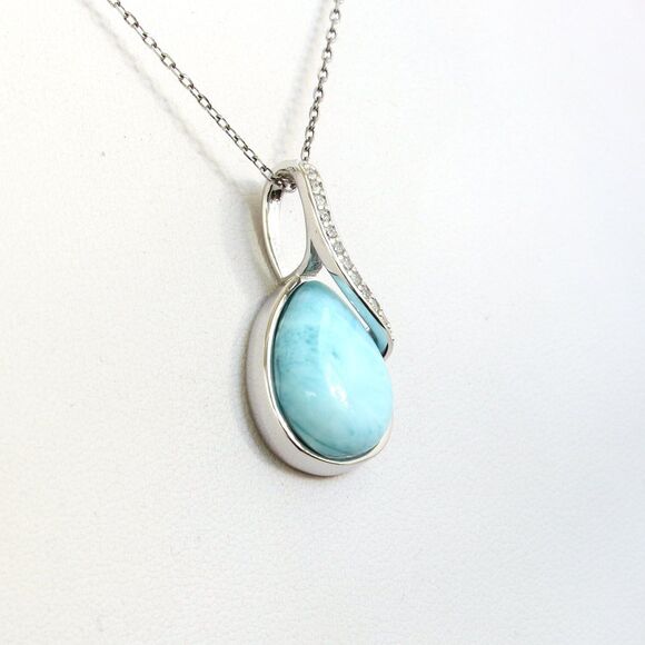 COPY - LARIMAR NECKLACE, CURB Chain Necklace, Larimar Gemstones, 925 Sterling S… - Picture 5 of 7